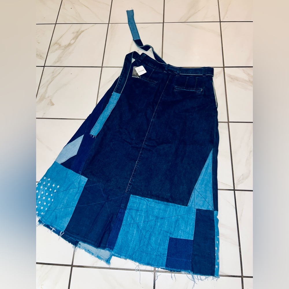 NWT We The Free Denim Patchwork Maxi Wrap Skirt